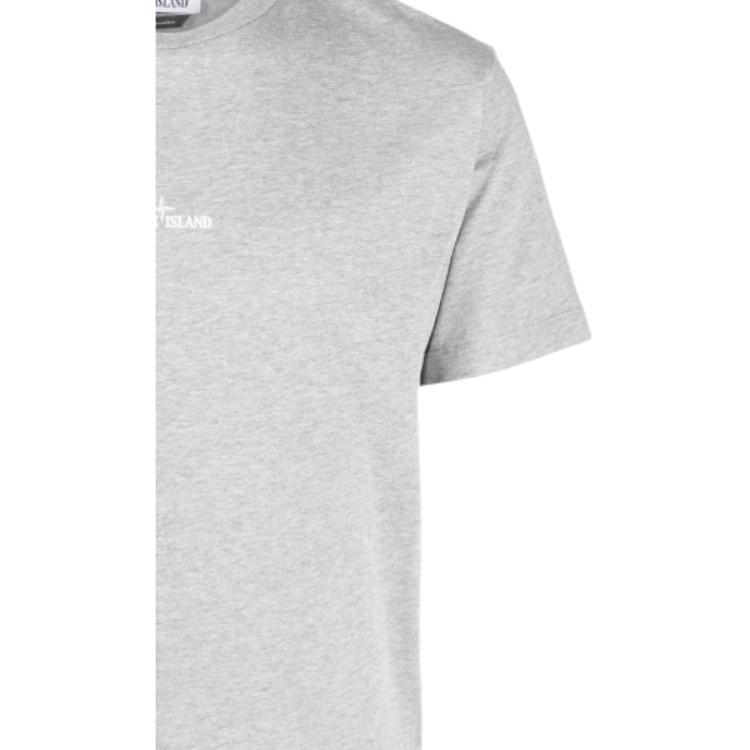 Stone Island Ss22 Solid Color Logo Letter Print Cotton Short Sleeve T-Shirt Men tops Gray 76152NS94-V0M64