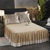Plush Jacquard Bed Skirt Three-piece Sheet Bed Anti-slip Double Bed Spread Queen King Size Mattress Protective Cover