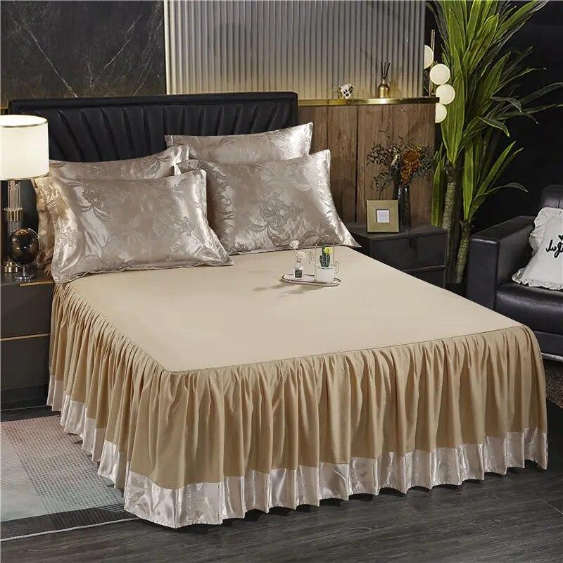 Plush Jacquard Bed Skirt Three-piece Sheet Bed Anti-slip Double Bed Spread Queen King Size Mattress Protective Cover