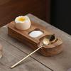 Поднос для сервировки яиц Yousheng Wood, деревянные тарелки с тремя отделениями и ложкой, держатель для подноса для яиц, сыра, закусок, десертов, суши