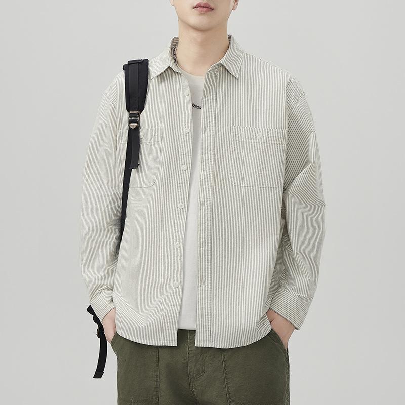 Новая весенняя японская ретро мужская рубашка из рыхлого оксфордского хлопка, повседневная американская рубашка