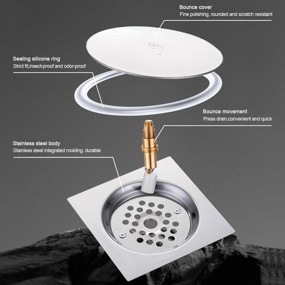 Pop Up Bounce Shower Foot Floor Drain Stainless Steel Drain Filter Durable Sewer Floor Strainer