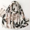 Bohemian Women Viscose Scarf Big Size 88*180cm Cotton Linen Feeling Leaf Soft Shawl Tassel Hijab Wrap Summer Soft Beach