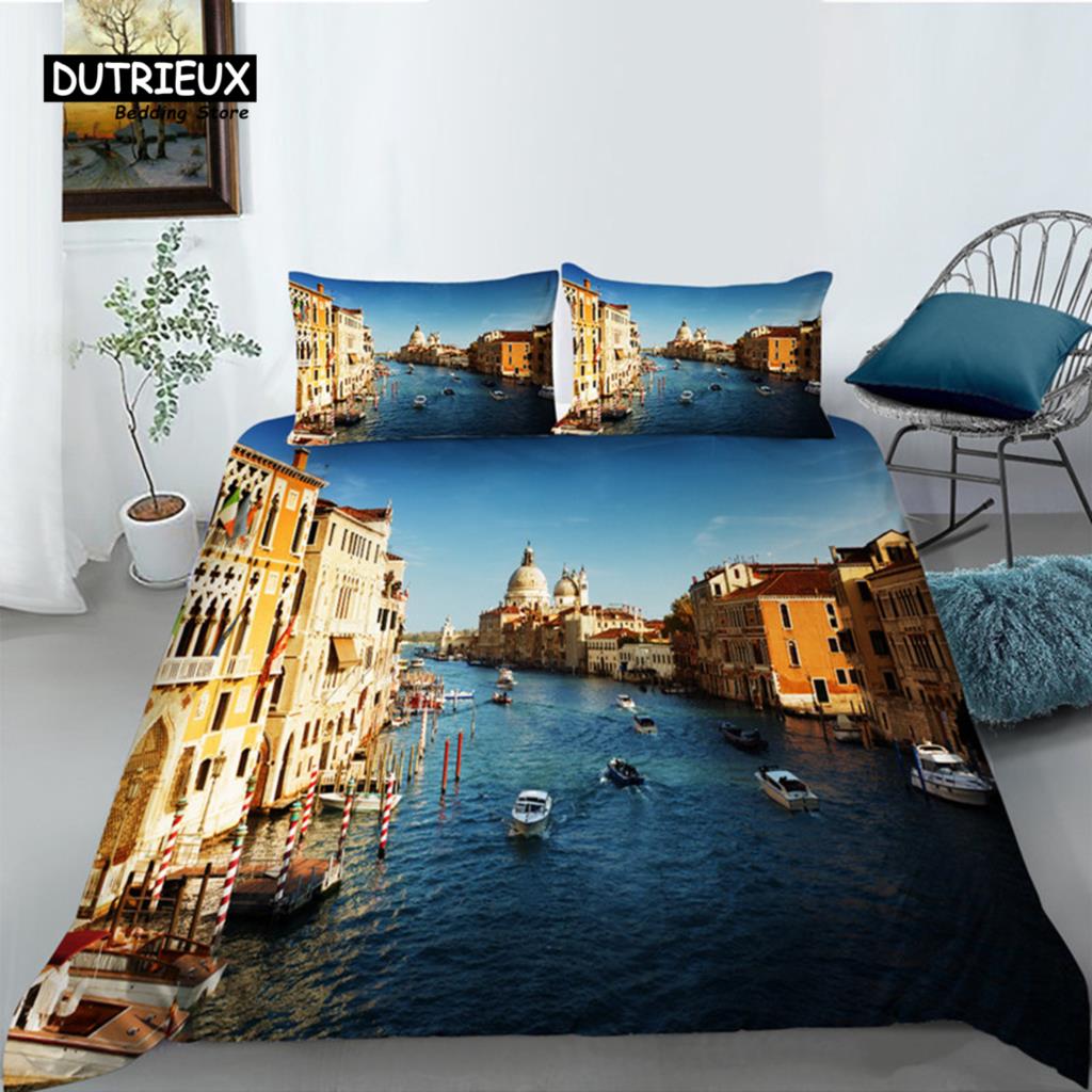 Пододеяльник с изображением Эйфелевой башни, современный французский комплект постельного белья с изображением городского пейзажа Парижа, 3D, европейское здание, одеяло, покрывало King для детей и взрослых, декор