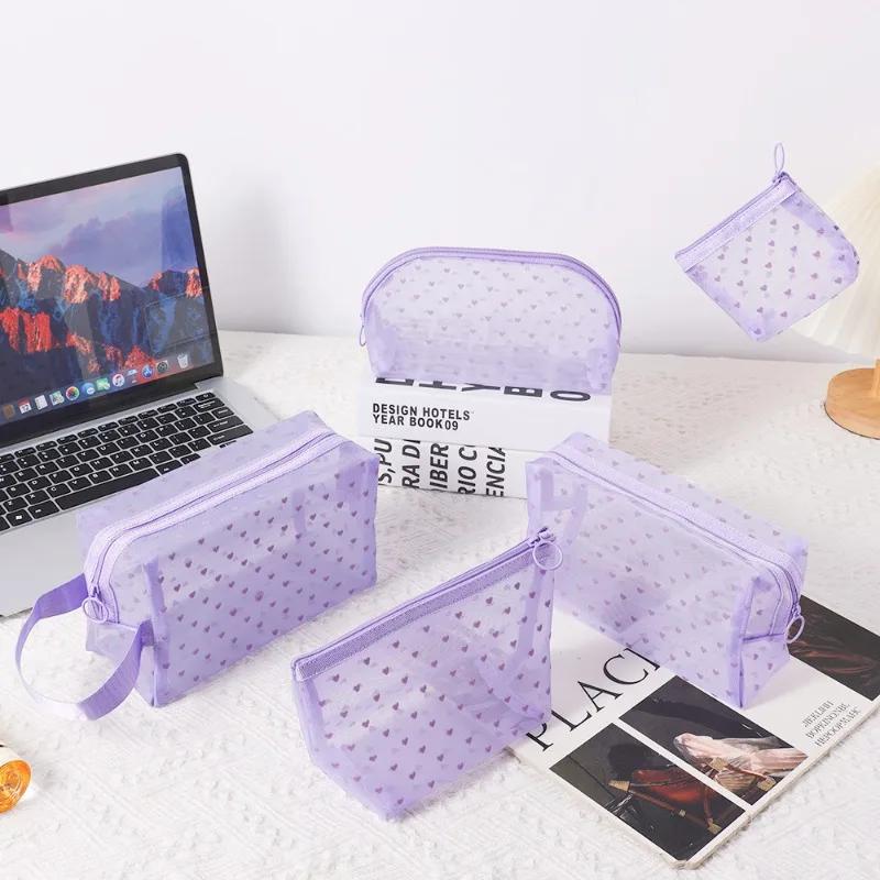 1PCS Transparent Toiletry Wash Bags Mesh Makeup Case Organizer Storage Pouch Casual Make Up Women Neceser Travel Cosmetic Bag