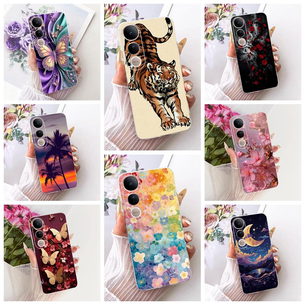 Clear Casing For Vivo V2440 Cover For Vivo V50 Lite 5G Case Cute Cat Fashion Butterfly 2D Painted Soft TPU