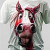 Футболка с коротким рукавом и круглым вырезом в 3D цифровом мультяшном стиле с забавным рисунком улыбающейся лошади, летние топы для мужчин, повседневная и уличная одежда