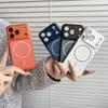 Чехол из углеродного волокна для iPhone 17 16 15 14 13 Pro Max Телефон MagSafe Магнитный Защитная оболочка для объектива камеры Жесткая крышка из ПК Стать i17