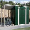 VidaXL Garden Shed with Extended Roof Green 277x107x181 Cm Steel, Garden Storage, Garden Tool Shed 364524