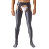 Mens Cutout Crotchless Pantyhose Glossy Mid Waist Tights Leggings
