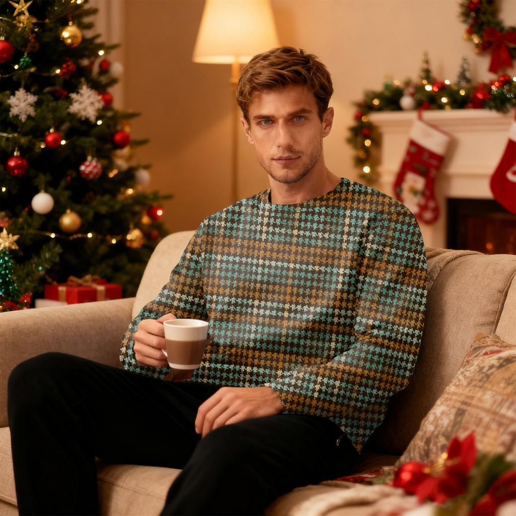 Мужская толстая теплая толстовка с флисовой подкладкой и круглым вырезом