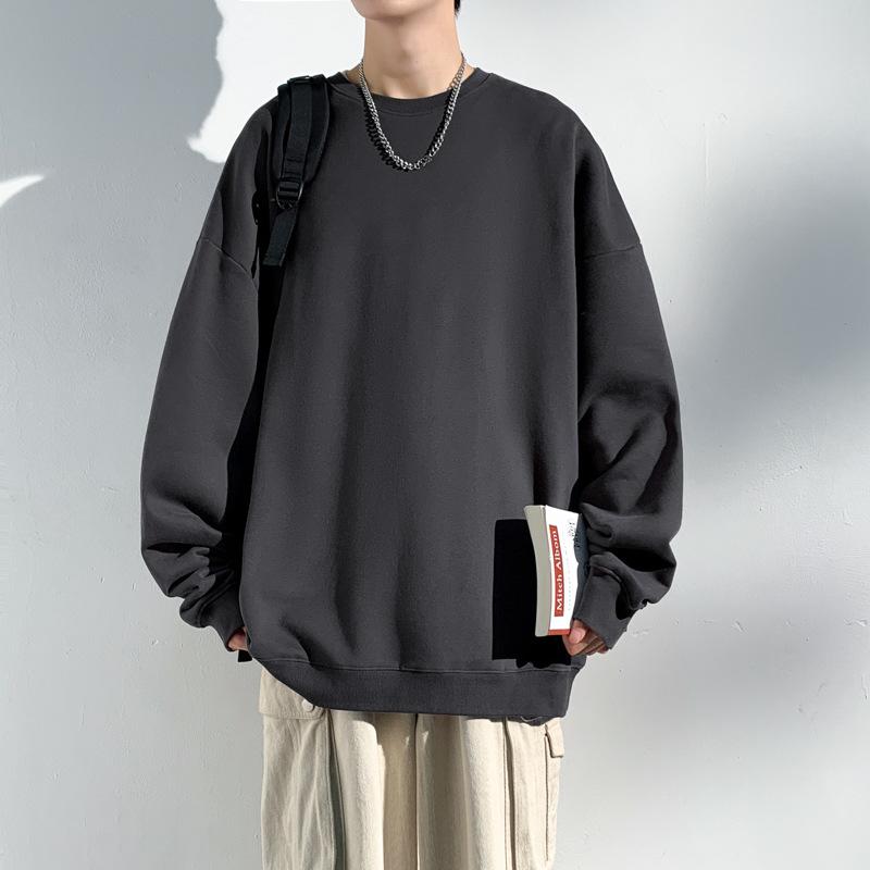 Толстовки с круглым вырезом, однотонный мужской удобный свитер на осень и зиму, свободный спущенный плечевой пояс, круглый вырез, универсальный свитер Tide