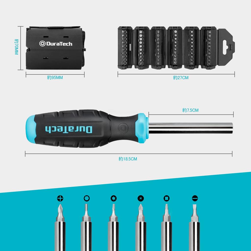 DURATECH Отвертка Набор сменных отверток с магнитными и для электрики, мебели и автомобилей Включает держатель для хранения, 60 предметов