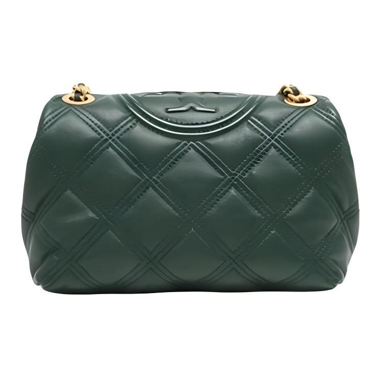 Tory Burch Fleming Алмазная стеганая тисненая печать Плетеная цепочка Кожаная сумка на плечо Женская сумка на плечо Темно-зеленая 58102-304