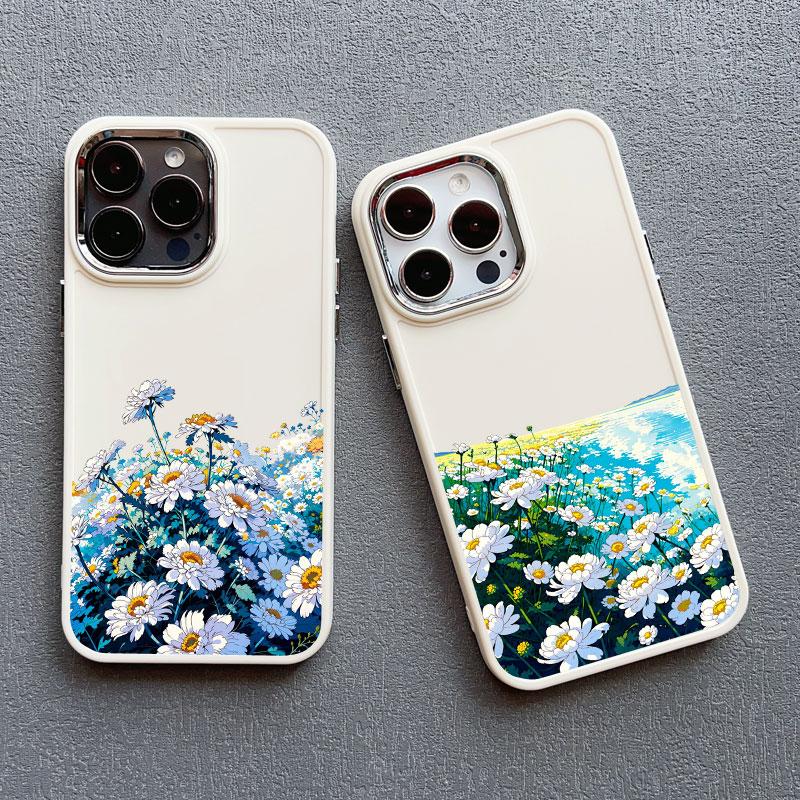 Летний чехол для телефона с цветком ромашки для IPhone 11 12 13 14 15 Pro Max 15 14 8 7 Plus SE 2020 XS X XR Ударопрочная силиконовая задняя крышка