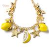 Diamonding Jewelry Creative Summer Beach Women Faux Pearl Starfish Lemon Charm Bracelet Bangle