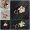 5pcs Hairstyle Tools Golden Flower Hair Forks Retro Wave Zinc Zinc Alloy Barrettes Pearl Side Clips  Daily