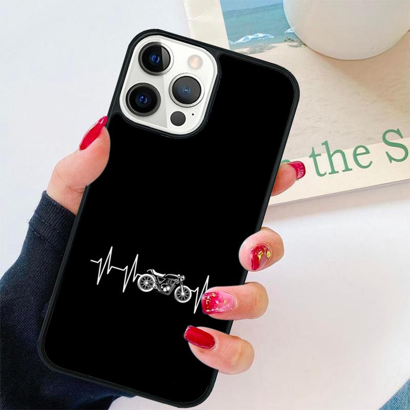 Motorcycle Heartbeat Phone Case For iPhone 17 Air 16 pro max 15 14 plus 12 13 Soft Bumper Shell Cover coque