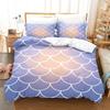 Laser Gradual Change Fish Scale 3D Digital Printing Three-Piece Set, Quilt Cover Pillowcase