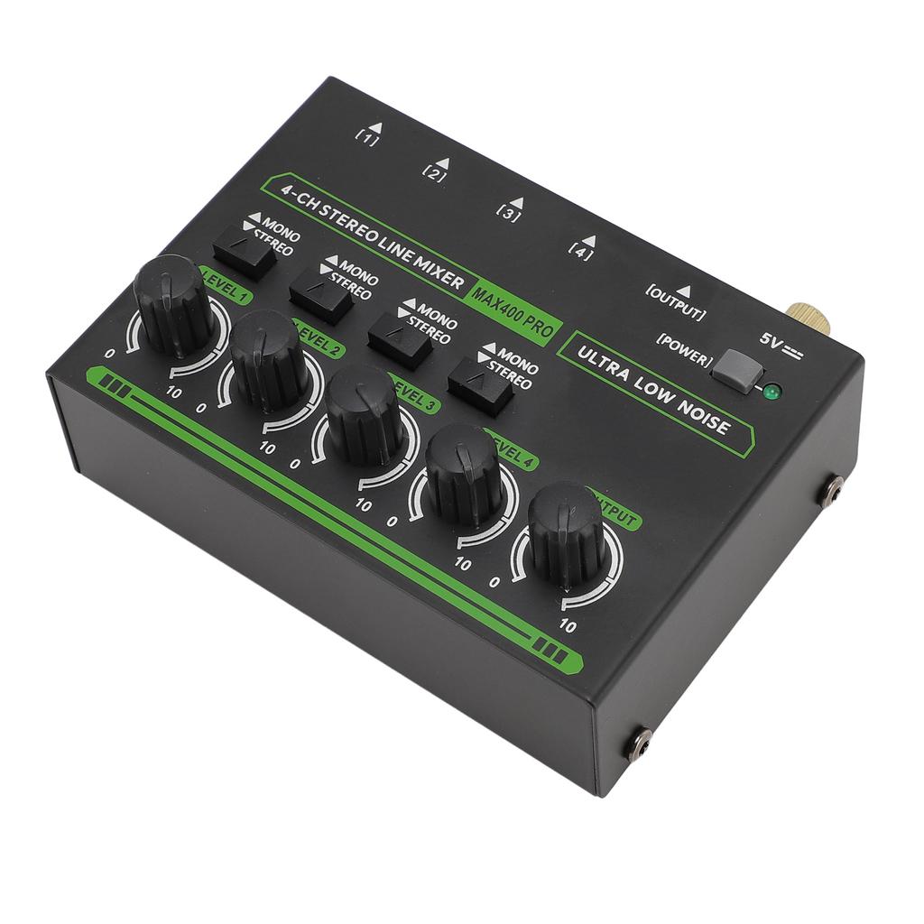 4-канальный микшер 6,35 мм 4 входа 1 выход Профессиональный компактный стерео микшер с RGB подсветкой для студии 