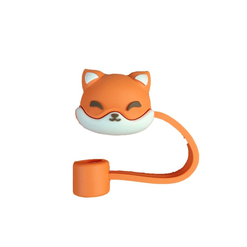 Cute Cartoon Silicone Drinkware Splash Proof Straw Topper Dust Cap Straw Cover Cup Accessories