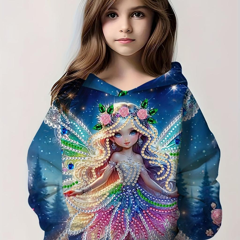 Детская одежда Толстовки с капюшоном для девочек с длинным рукавом и 3D-принтом для детей Весенне-осенняя одежда Повседневная Милая уличная детская одежда для девочек Топы