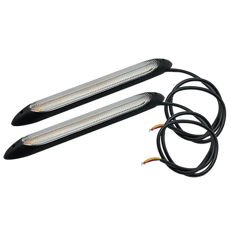 Водонепроницаемые светодиодные дневные ходовые огни – Универсальные автомобильные ДХО с последовательным сигналом поворота, желтый свет для автомобилей, 12 В постоянного тока