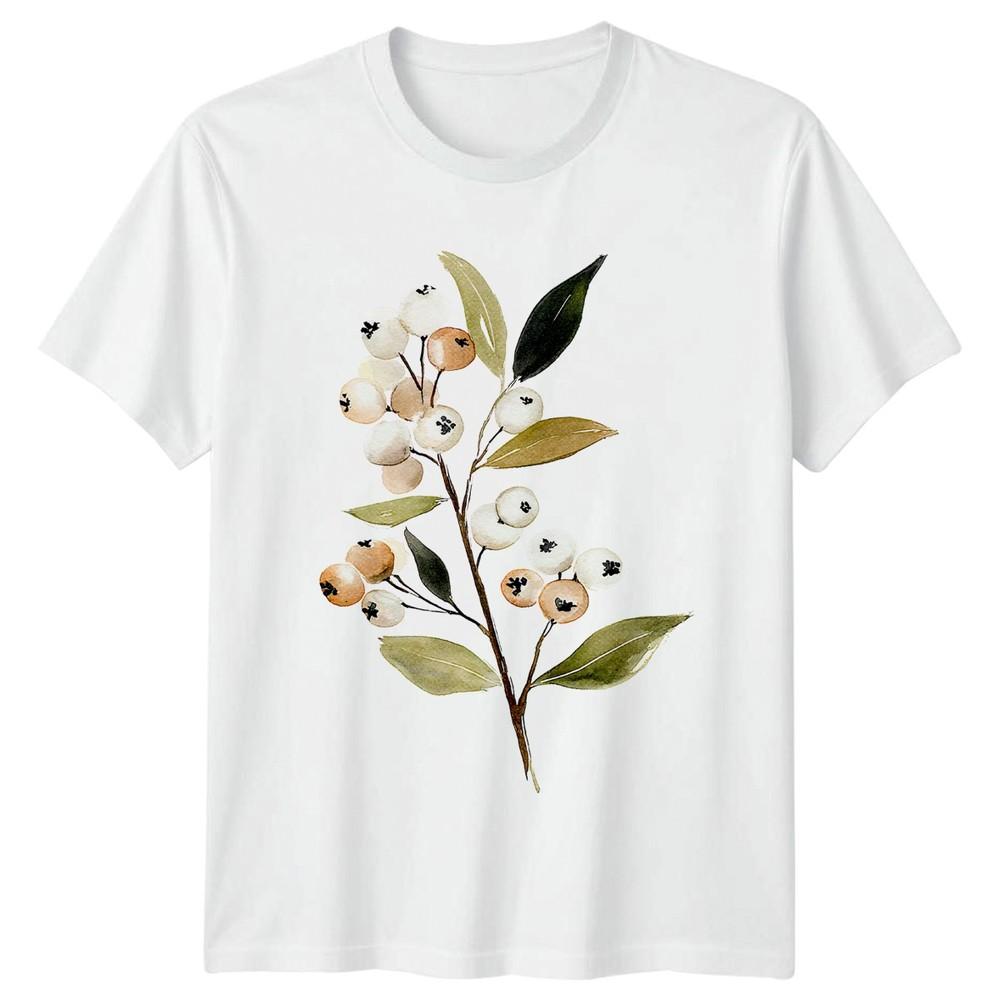 Watercolor Botanical Berries And Leaves TShirt Floral Nature Lover Birthday