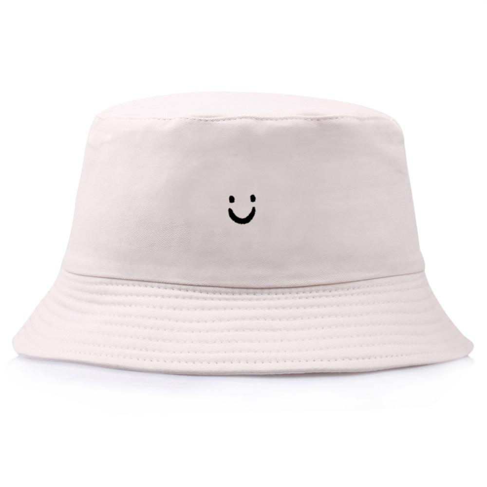 New Smiling Face Embroidered Fisherman Hat Women's Cute Sunscreen Bowl Hat Men's Outdoor Sunshade Hat
