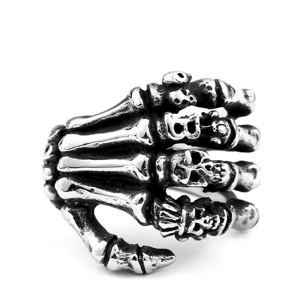 Vintage Hand Bone Hip Hop Skull Rings Gothic Punk Rings