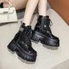 Зимние ботинки 2024 года, высокие мотоциклетные ботинки на танкетке, теплые женские ботинки на толстой подошве, новые осенние кожаные туфли для женщин