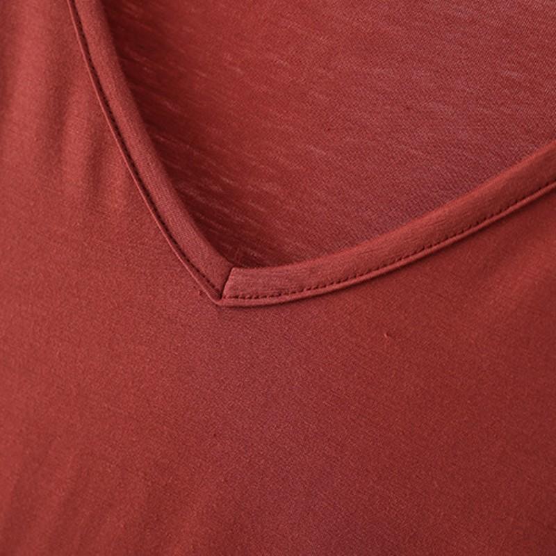 Однотонная базовая футболка с v-образным вырезом, женские летние свободные футболки из модала, повседневная майка от M до 2XL