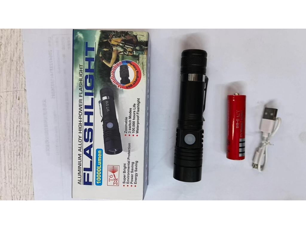T6 Rechargeable USB High-Power LED Flashlight with Telescopic Zoom for Outdoor Use