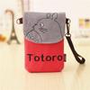 Fashion Women Shoulder Bag Cute Cartoon Totoro Print Canvas Crossbody Bag Coin Purse Cell Phone Bag Wallet