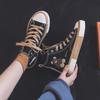 Triple Vulcanized High-top Canvas Shoes Women's Retro Embroidered Bear Cloth Shoes Student Casual Shoes Rubber Shoes Flat Baseplate Shoes