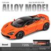 Модель спортивного автомобиля McLaren 720S Alloy Sport Car 1/24 с четырьмя колесами и функцией амортизации, подойдет в качестве подарка на праздник для детей