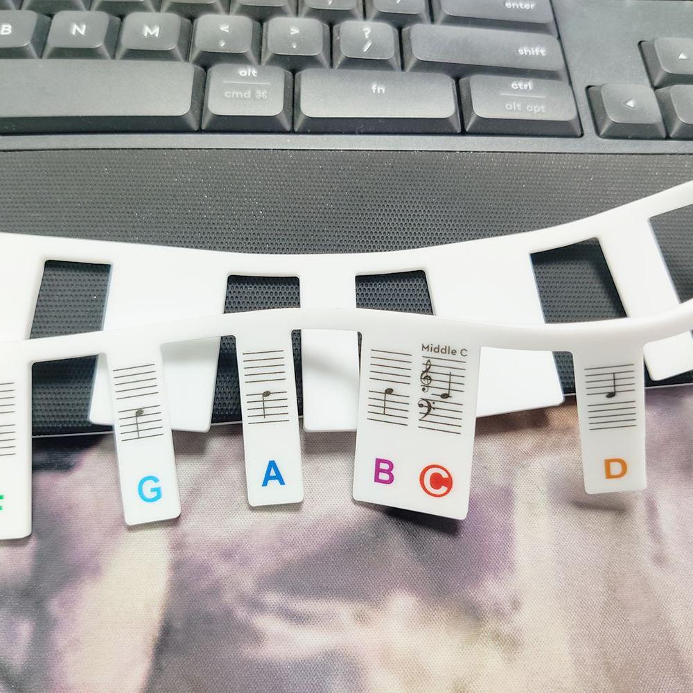 61-клавишная клавиатура фортепиано, коврик для музыкальных заметок, коврик из силикагеля, съемная клавиатура фортепиано, этикетки для заметок на палец