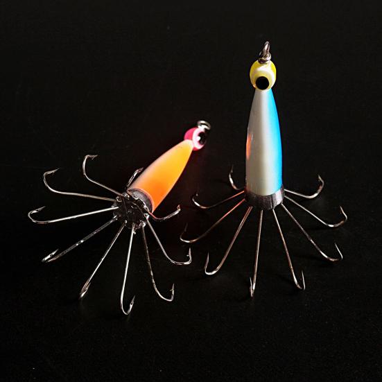 Крючок для джиг-кальмара, сильное проникновение, привлечение рыбы, компактный светящийся рукав каракатицы, джиг-крючок для осьминога, крючок для кальмара, аксессуары для рыбалки