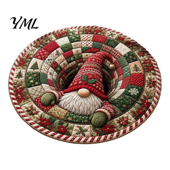 Indoor Festive Area Rug Christmas 3D Rug, Illusion Round Decorative Effect Holiday Carpet Floor Mat, for Home Living Room Decoration Winter Seasonal
