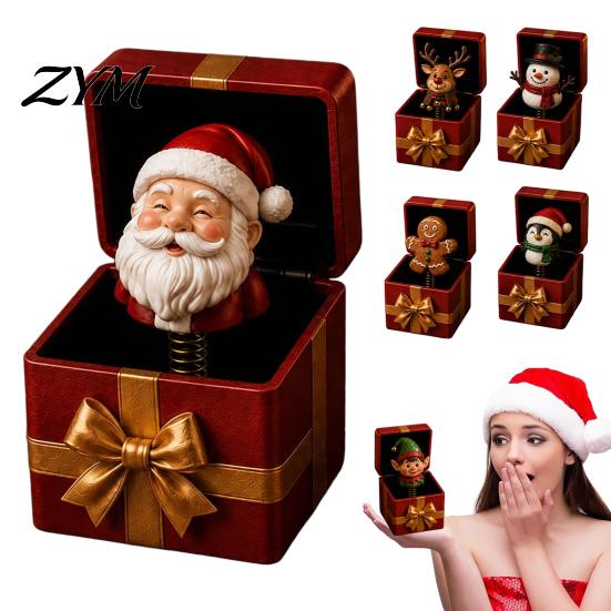 Quirky Party Conversation Starter Christmas Magic Pop-Up Gift Box, Cute Reindeer Santa Claus Gingerbread Prank Unexpected Interactive Box Reusable