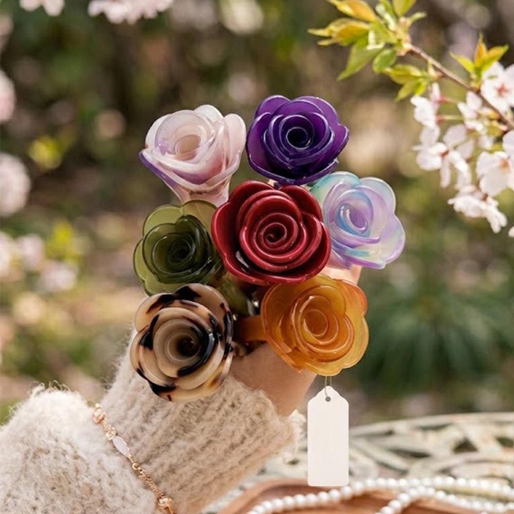 Vintage Tulip Vinegar Gradient Hairpin: French Retro Style Hair Bun Tool