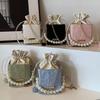 Pearl Waist Bag Fashion Chain Handbag Gifts All-match Drawstring Handbag Vintage Shoulder Crossbody PU Leather Small Square Bag