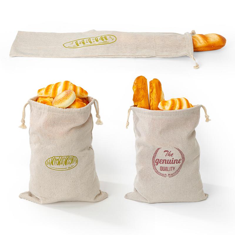 Льняной мешок для хлеба Многоразовый мешок для багета Хлопковый мешок для хранения со шнурком Буханка Домашний хлеб Свежий Экологичный Для хранения багета