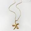 MHS.SUN Starfish Shell Conch Pendant Necklaces For Women Men Stainless Steel Trendy Chain Choker Beach Party Jewelry Summer