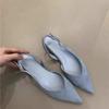 Fashion 2025 New Concise Pointed Toe Square Low Heels Women Sandals Elegant Slingbacks Banquet Party Mule Shoes