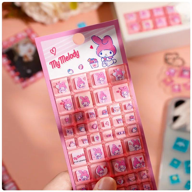 3DHello Kitty Square Stickers Anime Mobile Computer Luggage Creative DIY rhinestone stickers Children's toys and accessories