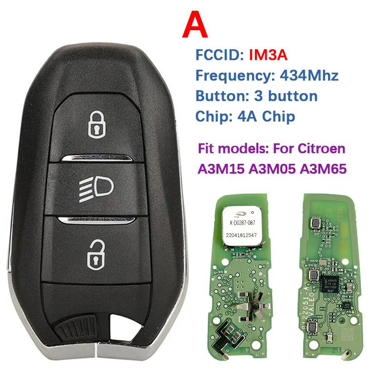 CN009056 Original Remote FCC IM3A 4A Chip 434MhzNXP-KILLER Compatible A3M05 A3M15 A3M65 For 208 2008 308 3008 508 C3 C4 C5 Corsa
