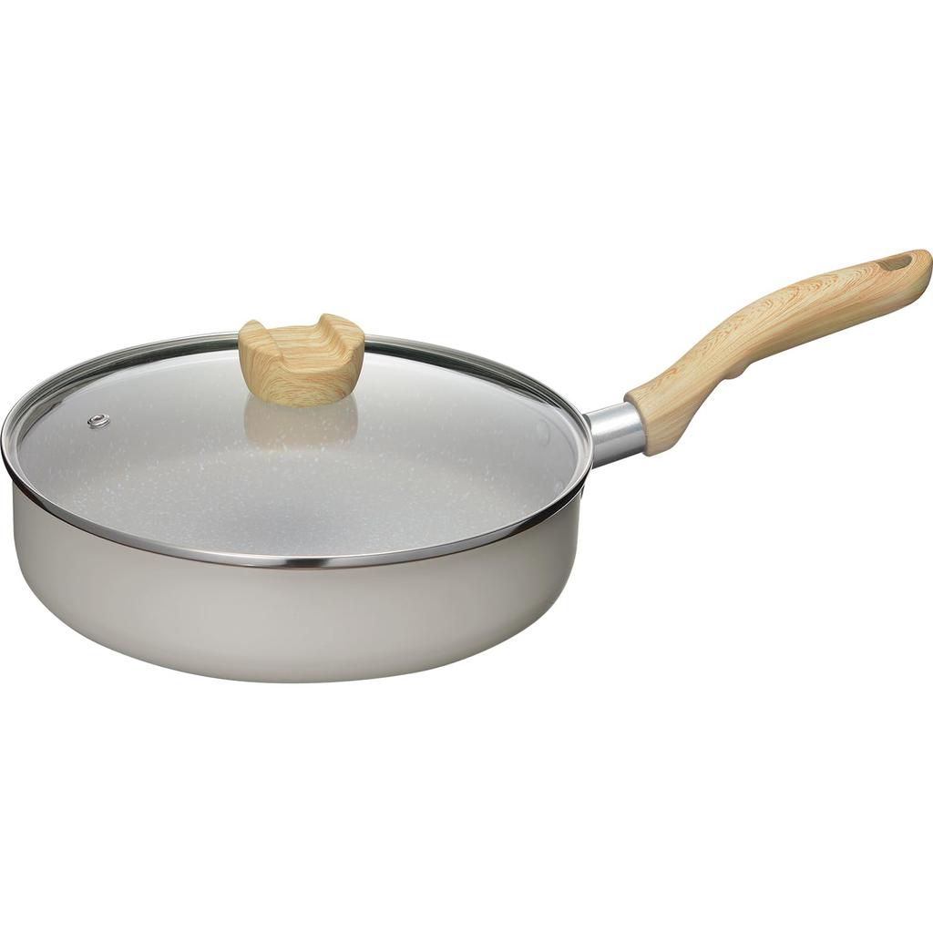 Wahei freiz 24cm Frying Pan with Lid, Sauté Pan, PFOA-Free, Fluoroplastic Coating, Induction Compatible, Gas, Hopea MB-2710