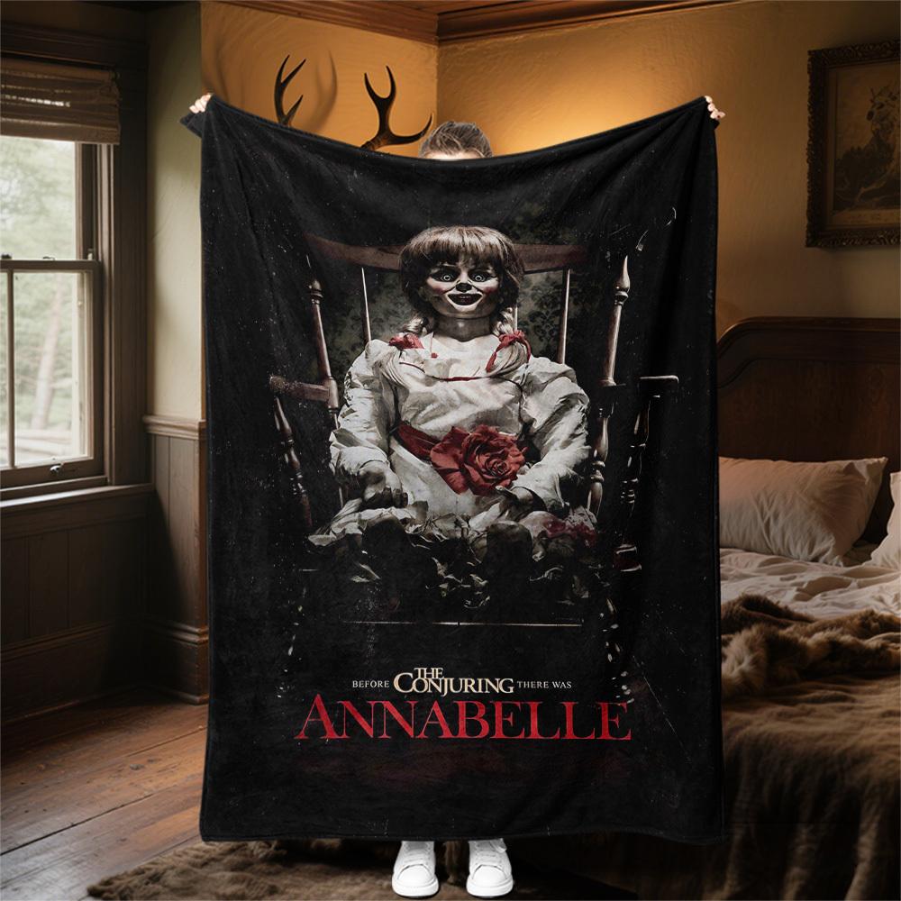 1 шт. ANNABELLE CONJURINGПлед из фланели для улицы, Мягкий плюшевый декор для пикников, кемпинга, Спальни, Игровой комнаты или Обеденного перерыва, Идеальный подарок