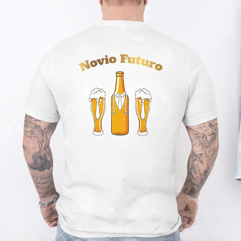 Retro Style Spanish Mens Team Groom Matching Tees Fashion Beer Graphic TShirts Male Wedding Bachelor Party Group Matching Tops